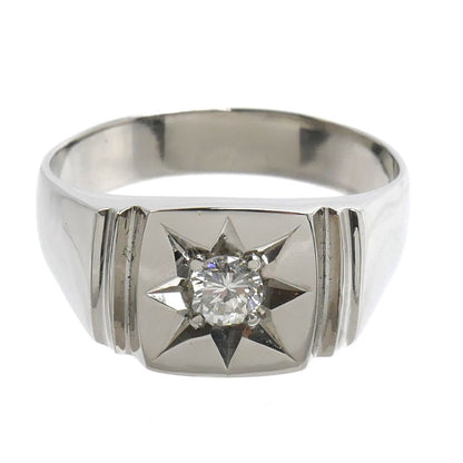 Pt850プラチナ 印台 リング・指輪 ダイヤモンド0.26ct 20号 12.2g メンズ【中古】【美品】