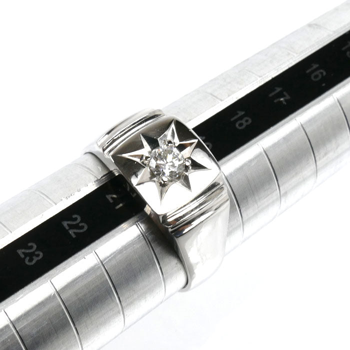 Pt850プラチナ 印台 リング・指輪 ダイヤモンド0.26ct 20号 12.2g メンズ【中古】【美品】