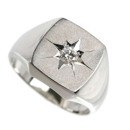 Pt900プラチナ 印台 リング・指輪 ダイヤモンド0.13ct 20号 18.8g メンズ【中古】【美品】