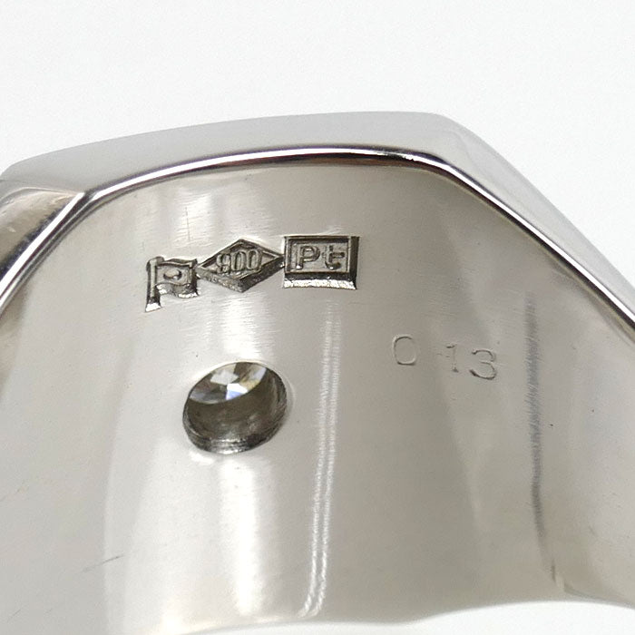 Pt900プラチナ 印台 リング・指輪 ダイヤモンド0.13ct 20号 18.8g メンズ【中古】【美品】