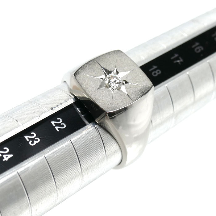 Pt900プラチナ 印台 リング・指輪 ダイヤモンド0.13ct 20号 18.8g メンズ【中古】【美品】