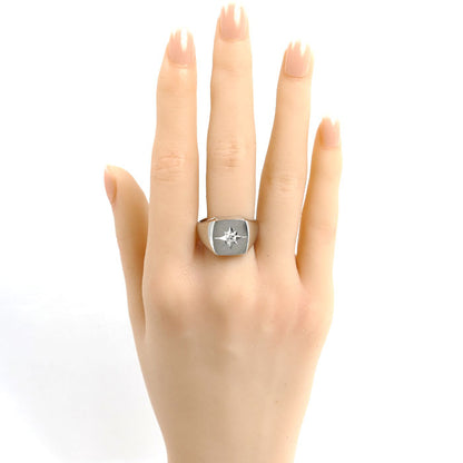 Pt900プラチナ 印台 リング・指輪 ダイヤモンド0.13ct 20号 18.8g メンズ【中古】【美品】