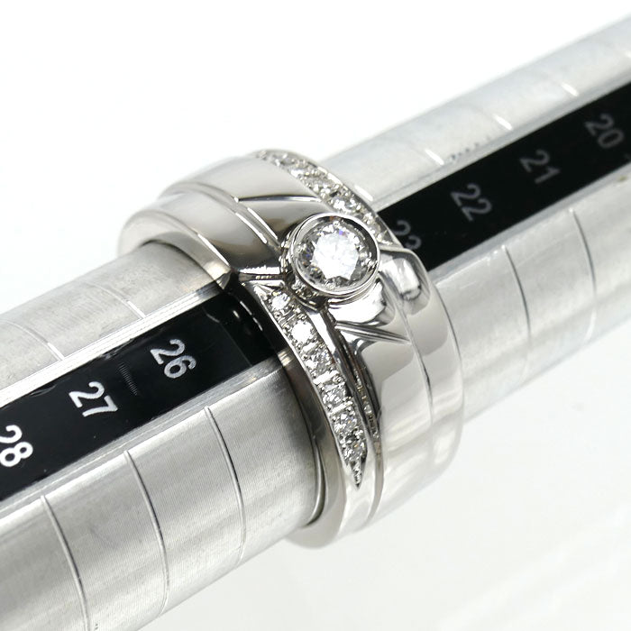 Pt900プラチナ リング・指輪 ダイヤモンド0.30ct/0.20ct 24号 30.2g メンズ【中古】【美品】