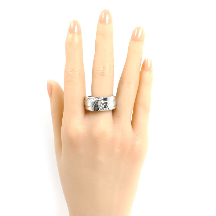 Pt900プラチナ リング・指輪 ダイヤモンド0.30ct/0.20ct 24号 30.2g メンズ【中古】【美品】