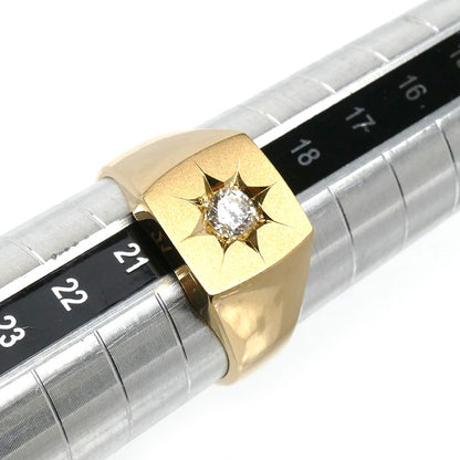 K18YG イエローゴールド 印台 リング・指輪 ダイヤモンド0.25ct 20号 11.1g メンズ【中古】【美品】