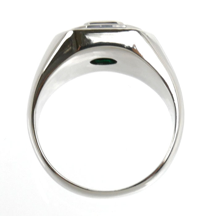 Pt900プラチナ リング・指輪 エメラルド0.47ct ダイヤモンド0.08ct 18号 15.2g メンズ【中古】【美品】