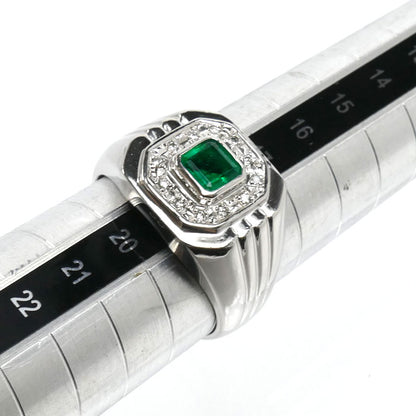Pt900プラチナ リング・指輪 エメラルド0.47ct ダイヤモンド0.08ct 18号 15.2g メンズ【中古】【美品】