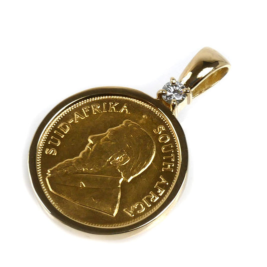 K22YG イエローゴールド K18YG イエローゴールド クルーガーランド金貨 1/4oz ペンダントトップ ダイヤモンド 11.8g 1982 ユニセックス【中古】