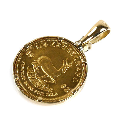 K22YG イエローゴールド K18YG イエローゴールド クルーガーランド金貨 1/4oz ペンダントトップ ダイヤモンド 11.8g 1982 ユニセックス【中古】