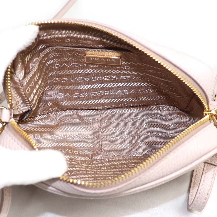 PRADA プラダ レザーミニバッグ ショルダーバッグ ピンクベージュ 1NF060 2DKV F0NZ2 ICチップ レディース【中古】【美品】