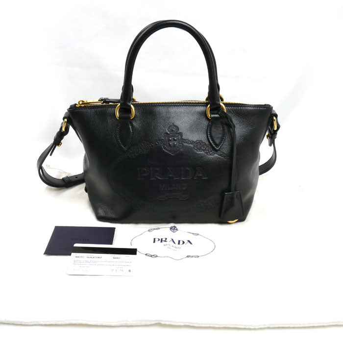 PRADA プラダ ヴィッテロダイノ 2Wayショルダーバッグ ブラック 1BA111 2EBJ F0002 IC レディース【中古】【美品】