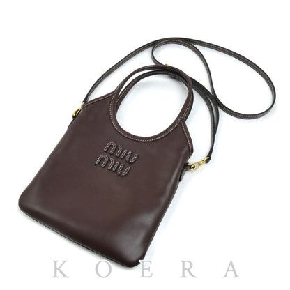 MIUMIU ミュウミュウ アイビー ミニ ショルダーバッグ ブラウン 5BA281 IC レディース【中古】【極美品】