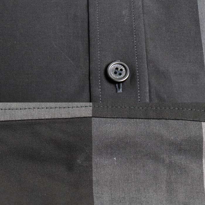 BURBERRY バーバリー SOMERTON グレー 長袖シャツ ブラック グレー 8023772 XL ストレッチコットンポプリン メンズ【未使用】【買取品】