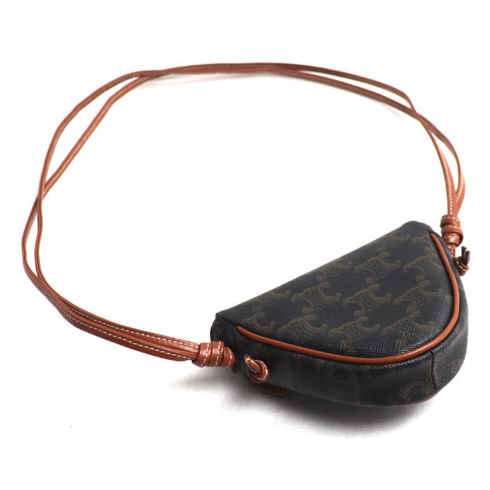 CELINE セリーヌ トリオンフ トライアングル ショルダーバッグ ブラウン/タン 10I192DM5 レディース【中古】