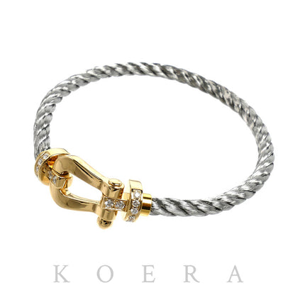 FRED フレッド K18YG イエローゴールド ステンレススチール フォース10 ラージ ハーフダイヤ ブレスレット 0B0028-6B0110 19.8g レディース【中古】【美品】