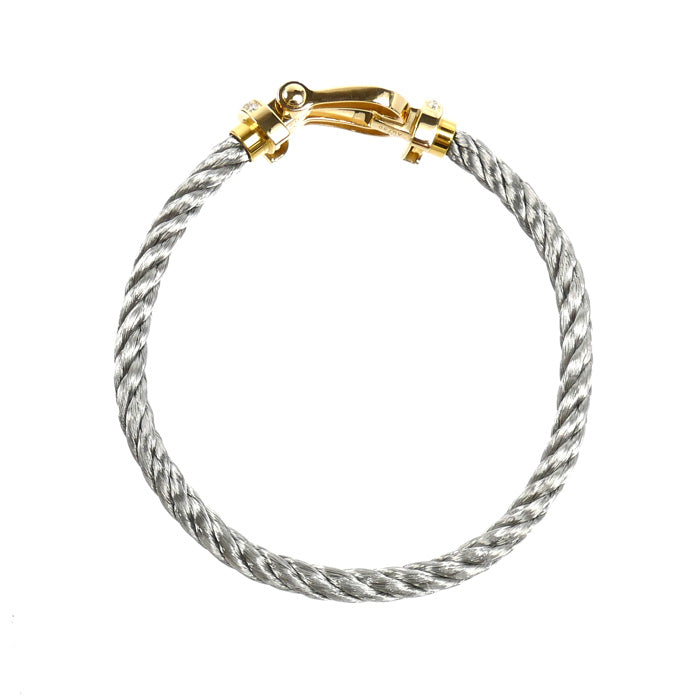 FRED フレッド K18YG イエローゴールド ステンレススチール フォース10 ラージ ハーフダイヤ ブレスレット 0B0028-6B0110 19.8g レディース【中古】【美品】