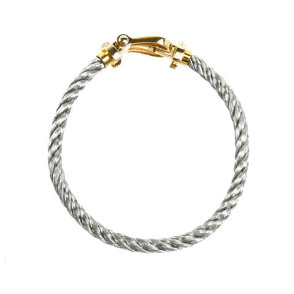 FRED フレッド K18YG イエローゴールド ステンレススチール フォース10 ラージ ハーフダイヤ ブレスレット 0B0028-6B0110 19.8g レディース【中古】【美品】
