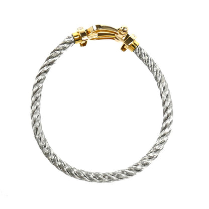 FRED フレッド K18YG イエローゴールド ステンレススチール フォース10 ラージ ハーフダイヤ ブレスレット 0B0028-6B0110 19.8g レディース【中古】【美品】