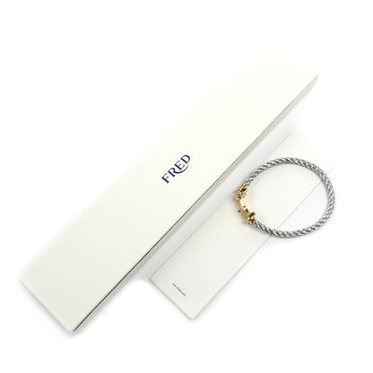 FRED フレッド K18YG イエローゴールド ステンレススチール フォース10 ラージ ハーフダイヤ ブレスレット 0B0028-6B0110 19.8g レディース【中古】【美品】