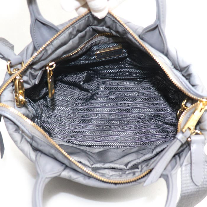 PRADA プラダ Re-Nylon パデット トート ショルダーバッグ グレー 1BG373_RDJN レディース【中古】