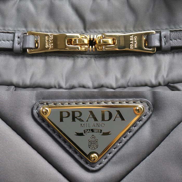 PRADA プラダ Re-Nylon パデット トート ショルダーバッグ グレー 1BG373_RDJN レディース【中古】
