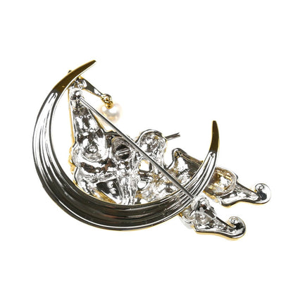 MIKIMOTO ミキモト シルバー GP ピエロonムーン ブローチ アコヤパール約3.1～5.9mm 14.7g レディース【中古】【美品】