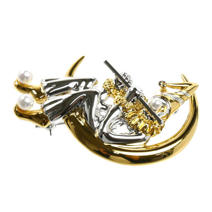MIKIMOTO ミキモト シルバー GP ピエロonムーン ブローチ アコヤパール約3.1～5.9mm 14.7g レディース【中古】【美品】