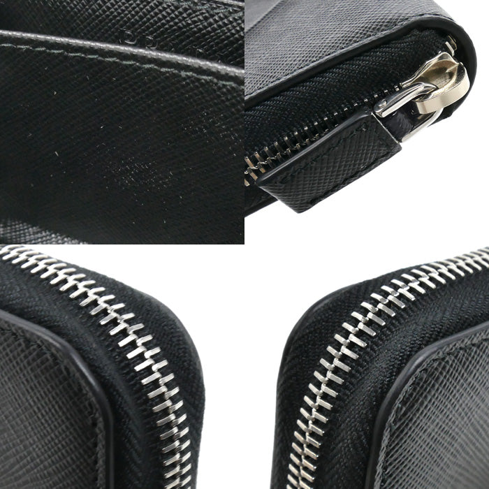 PRADA プラダ サフィアーノエンボス トライアングル コインケース ブラック 2MM003_2DIQ_F0002 IC ユニセックス【中古】【美品】