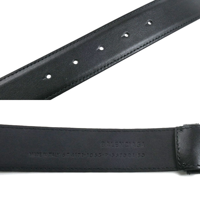 BALENCIAGA バレンシアガ BBロゴバックル ベルト ブラック 674171・1063・P・5680 24・80 メンズ【中古】【美品】