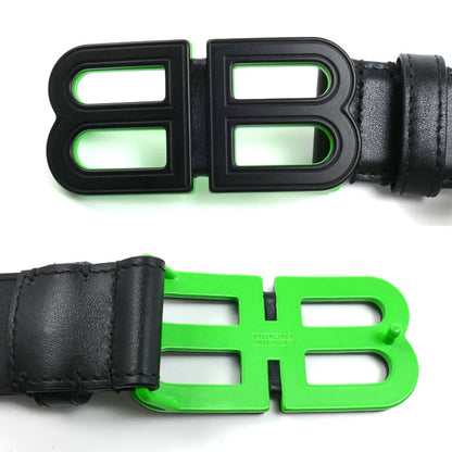 BALENCIAGA バレンシアガ BBロゴバックル ベルト ブラック 674171・1063・P・5680 24・80 メンズ【中古】【美品】