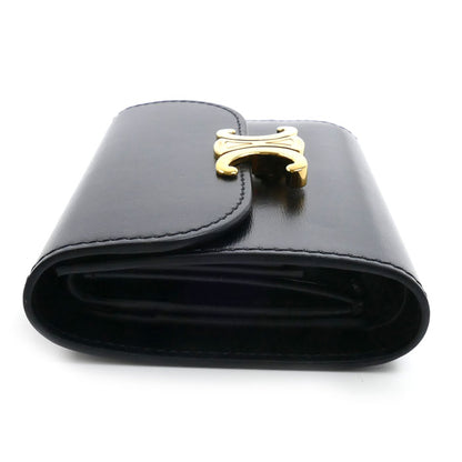 CELINE セリーヌ スモールフラップウォレット トリオンフ 三つ折り財布 ブラック 10D783DPV.38NO レディース【中古】【美品】