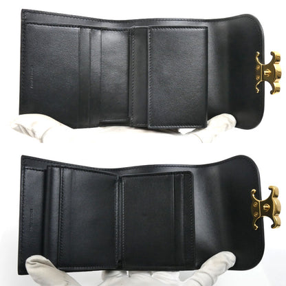 CELINE セリーヌ スモールフラップウォレット トリオンフ 三つ折り財布 ブラック 10D783DPV.38NO レディース【中古】【美品】
