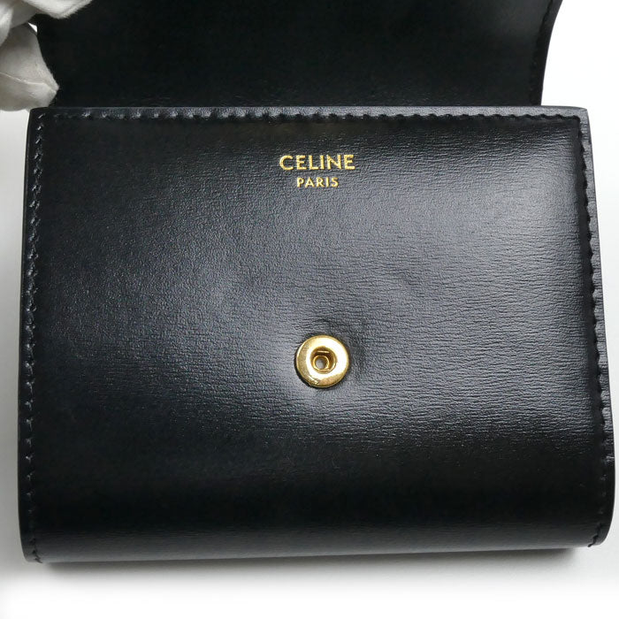 CELINE セリーヌ スモールフラップウォレット トリオンフ 三つ折り財布 ブラック 10D783DPV.38NO レディース【中古】【美品】