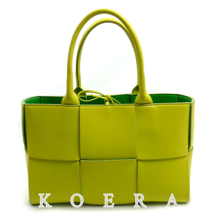 BOTTEGAVENETA ボッテガヴェネタ スモール アルコ トートバッグ アシッドキウイ グリーン 652867 IC レディース【中古】