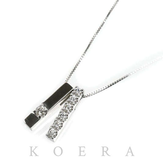 TASAKI タサキ K18WG ホワイトゴールド 2WAYバー ネックレス ダイヤモンド0.09ct/0.28ct 5.0g 40cm レディース【中古】【美品】