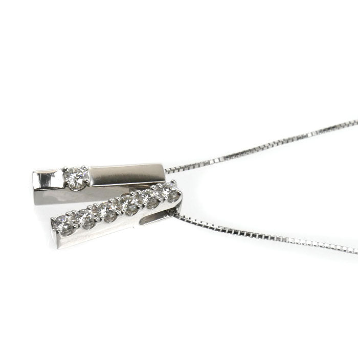 TASAKI タサキ K18WG ホワイトゴールド 2WAYバー ネックレス ダイヤモンド0.09ct/0.28ct 5.0g 40cm レディース【中古】【美品】