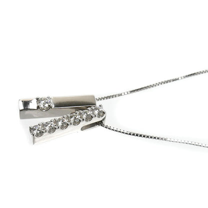 TASAKI タサキ K18WG ホワイトゴールド 2WAYバー ネックレス ダイヤモンド0.09ct/0.28ct 5.0g 40cm レディース【中古】【美品】