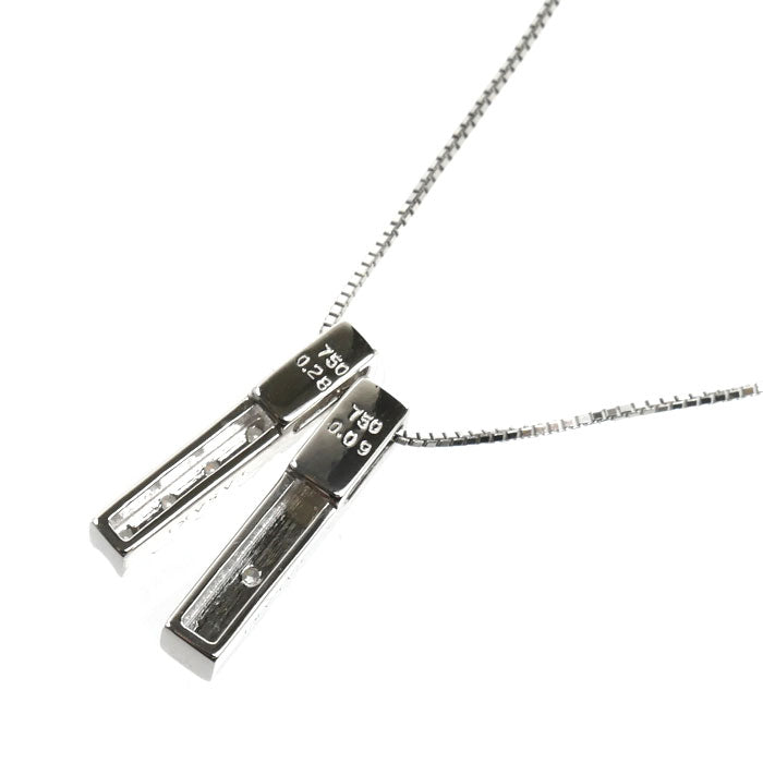 TASAKI タサキ K18WG ホワイトゴールド 2WAYバー ネックレス ダイヤモンド0.09ct/0.28ct 5.0g 40cm レディース【中古】【美品】