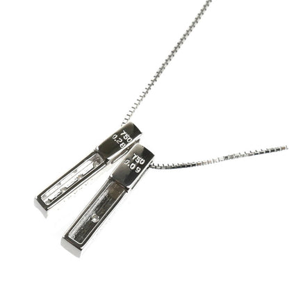 TASAKI タサキ K18WG ホワイトゴールド 2WAYバー ネックレス ダイヤモンド0.09ct/0.28ct 5.0g 40cm レディース【中古】【美品】