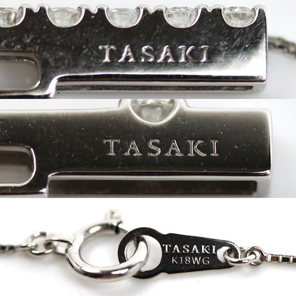 TASAKI タサキ K18WG ホワイトゴールド 2WAYバー ネックレス ダイヤモンド0.09ct/0.28ct 5.0g 40cm レディース【中古】【美品】