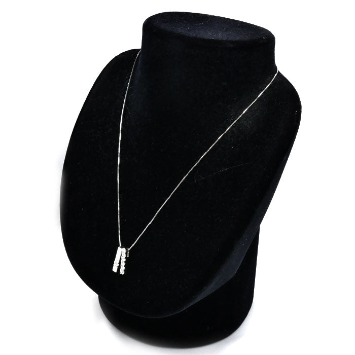 TASAKI タサキ K18WG ホワイトゴールド 2WAYバー ネックレス ダイヤモンド0.09ct/0.28ct 5.0g 40cm レディース【中古】【美品】