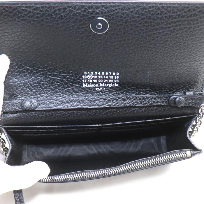 MAISON MARGIELA メゾンマルジェラ 4ステッチ チェーンウォレット ショルダーバッグ ブラック SA3UI0008 P4455 T8013 レディース【中古】【美品】