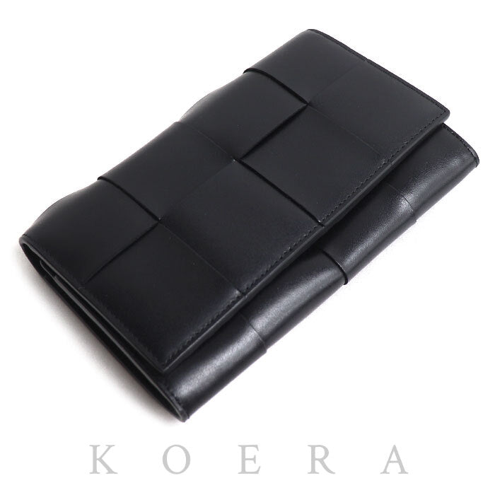 BOTTEGAVENETA ボッテガヴェネタ マキシイントレ 長財布 ブラック 749463VBWD288803 メンズ【中古】【美品】