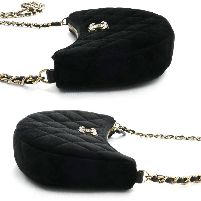 CHANEL シャネル マトラッセ ベロア ホーボー チェーンショルダー ショルダーバッグ ブラック 2024イヤーズギフト レディース【中古】【美品】