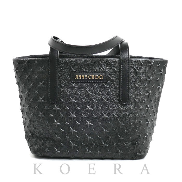 JIMMY CHOO ジミーチュウ ソフィア スモール スターエンボス トートバッグ ブラック レディース【中古】【美品】