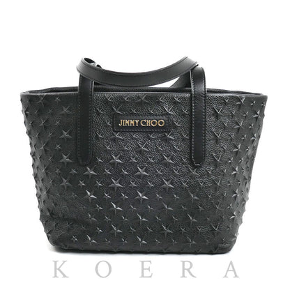 JIMMY CHOO ジミーチュウ ソフィア スモール スターエンボス トートバッグ ブラック レディース【中古】【美品】