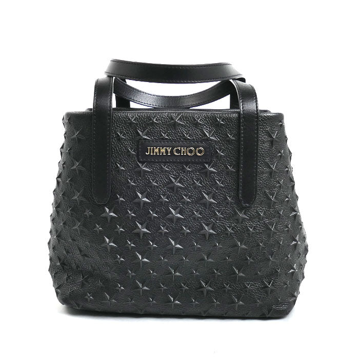 JIMMY CHOO ジミーチュウ ソフィア スモール スターエンボス トートバッグ ブラック レディース【中古】【美品】