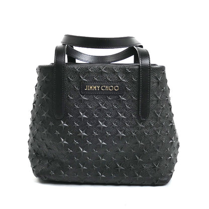 JIMMY CHOO ジミーチュウ ソフィア スモール スターエンボス トートバッグ ブラック レディース【中古】【美品】
