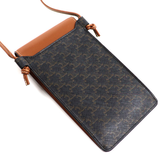 CELINE セリーヌ トリオンフ フラップ付きモバイルポーチ ショルダーバッグ タン 10G332CQD.04LU レディース【中古】
