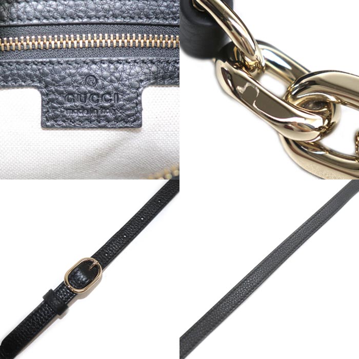 GUCCI グッチ GGエンブレム チェーンショルダー 2Wayショルダーバッグ ブラック 815409 IC レディース【中古】【極美品】